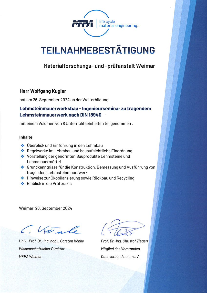 Lehmsteinmauerwerksbau